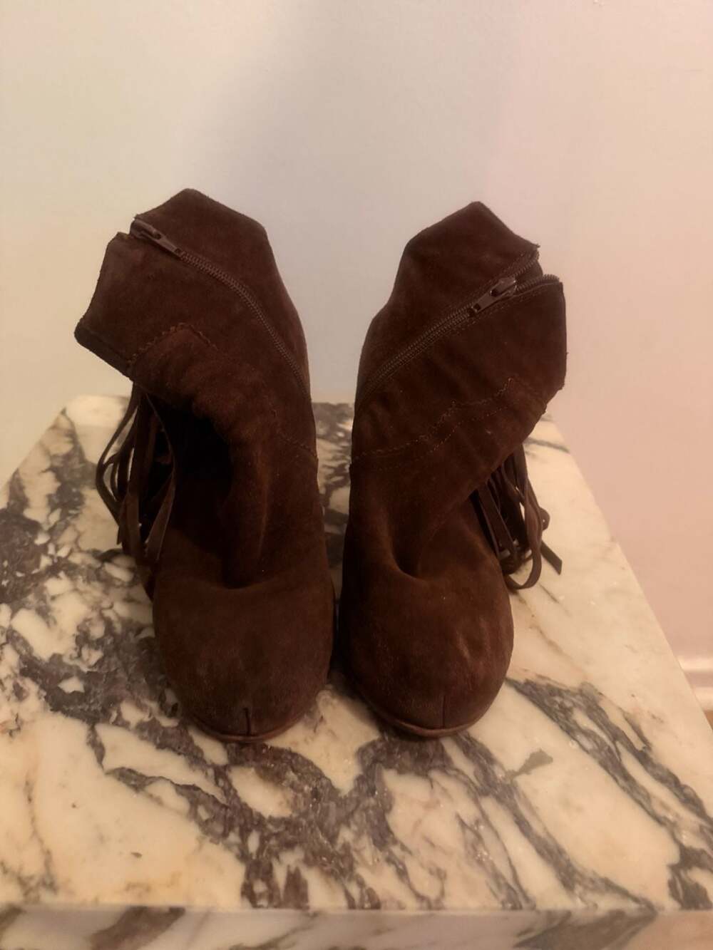 Jeffrey Campbell Brown Suede Fringe Boots